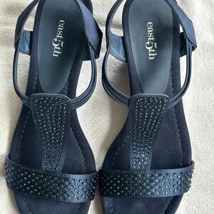 Elegant Party Evening Wedges with Rhinestone Embellishments